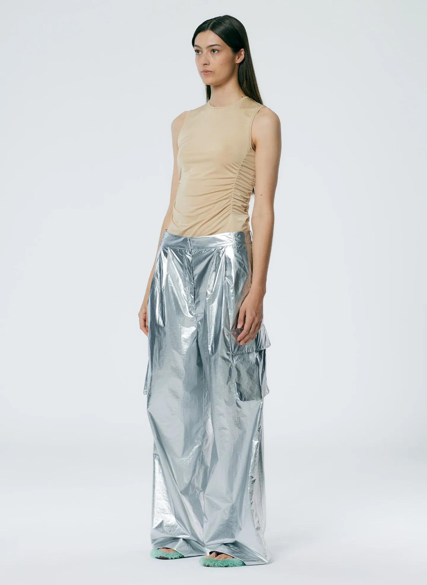 Micro Jersey Shirred Crewneck Top sold by Tibi product image thumbnail 5