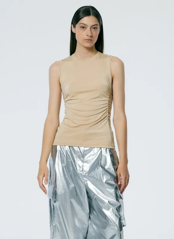 Micro Jersey Shirred Crewneck Top sold by Tibi