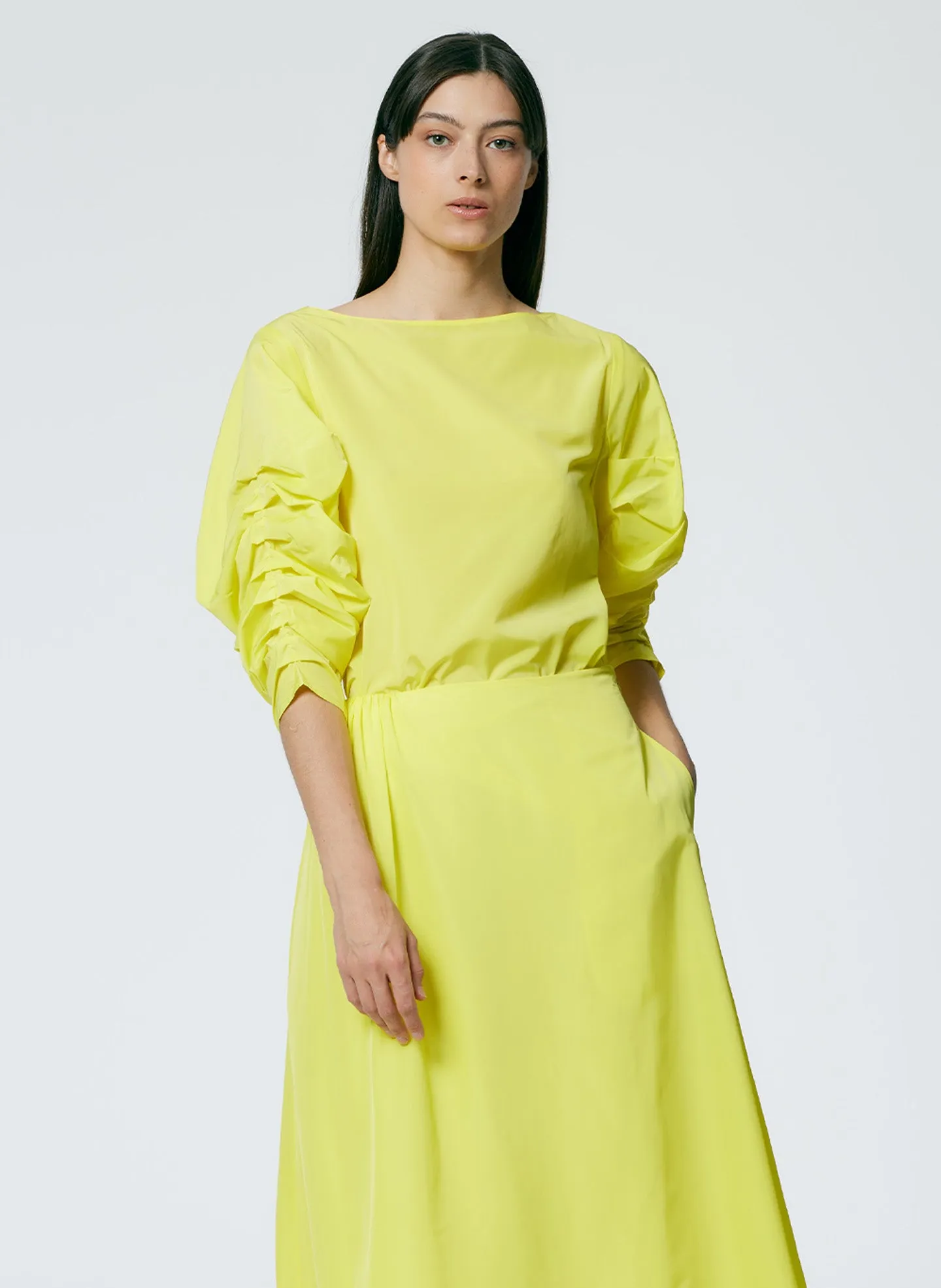 Italian Sporty Nylon Shirred Sleeve Top sold by Tibi product image thumbnail 2