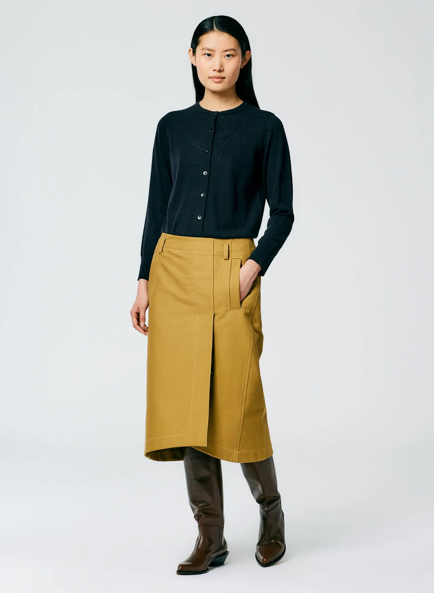 Sculpted Cotton Pitched Skirt sold by Tibi product image thumbnail 5