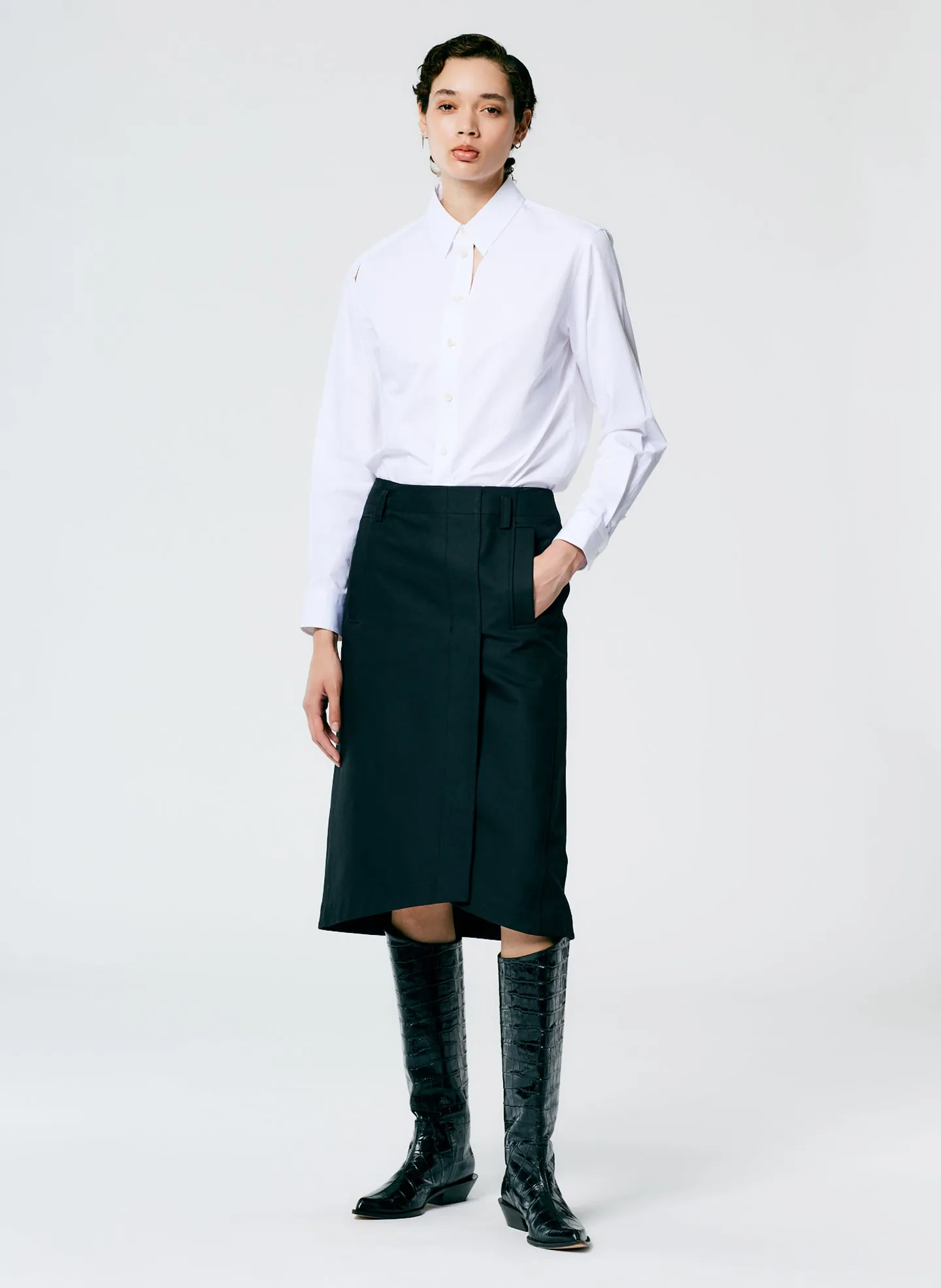 Sculpted Cotton Pitched Skirt sold by Tibi product image thumbnail 5