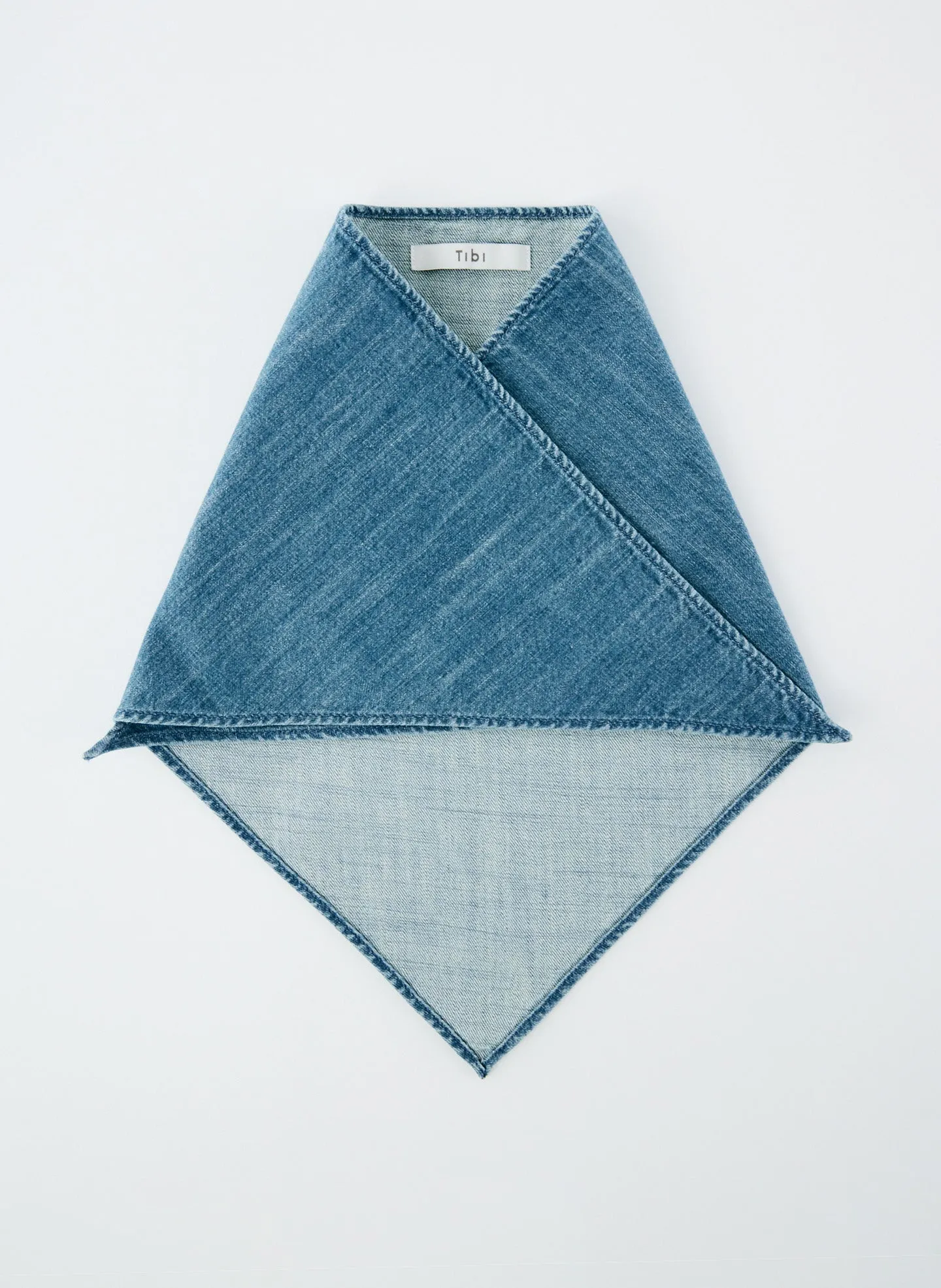 Lightweight Stone Washed Denim Babushka Scarf sold by Tibi product image thumbnail 2