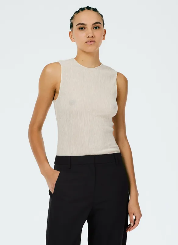 Sage Crinkle Lyocell Fitted Tank made by Tibi