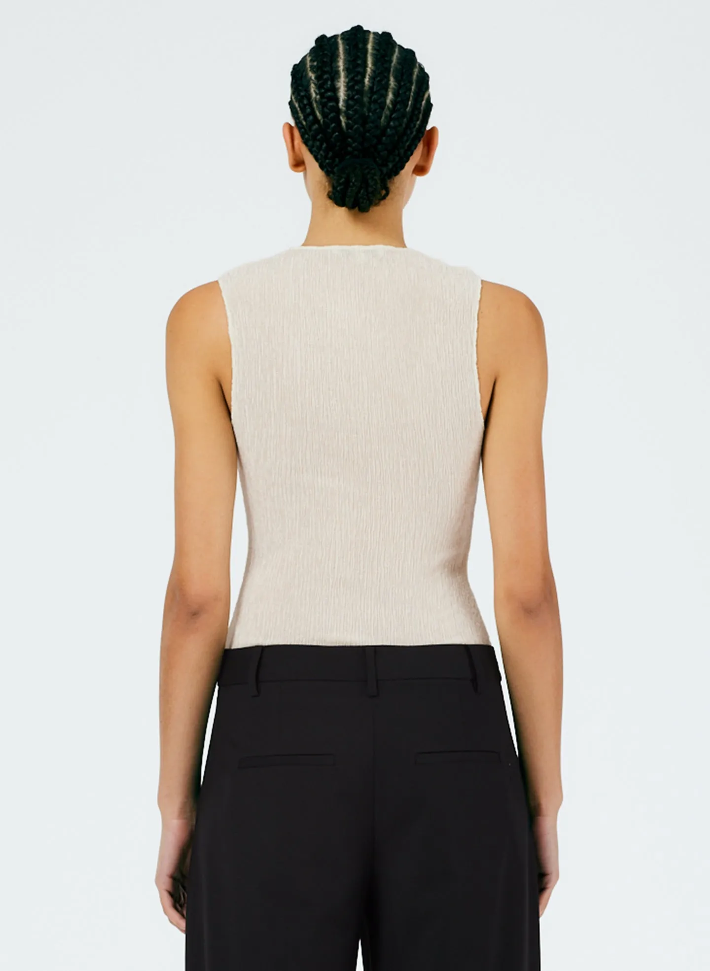 Sage Crinkle Lyocell Fitted Tank sold by Tibi product image thumbnail 3