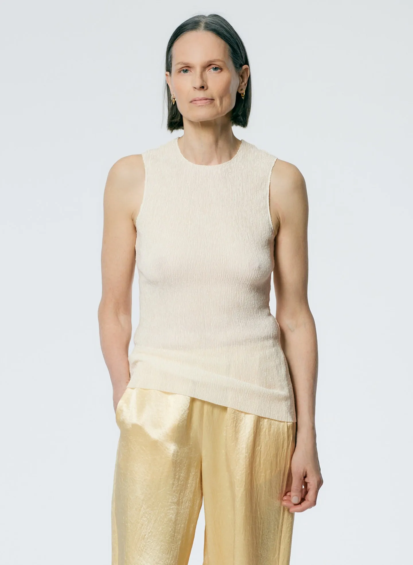 Sage Crinkle Lyocell Fitted Tank sold by Tibi product image thumbnail 5