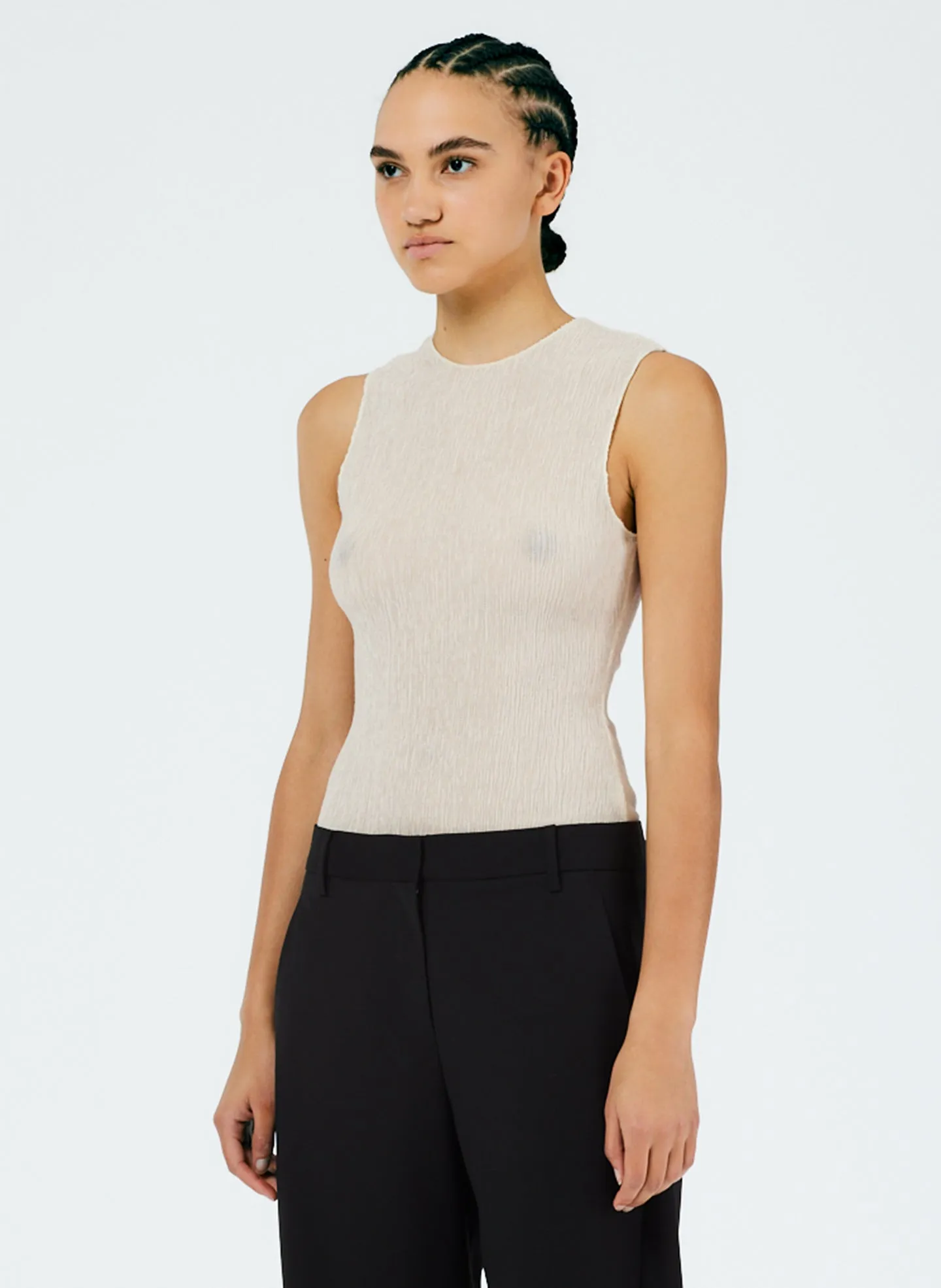 Sage Crinkle Lyocell Fitted Tank sold by Tibi product image thumbnail 2