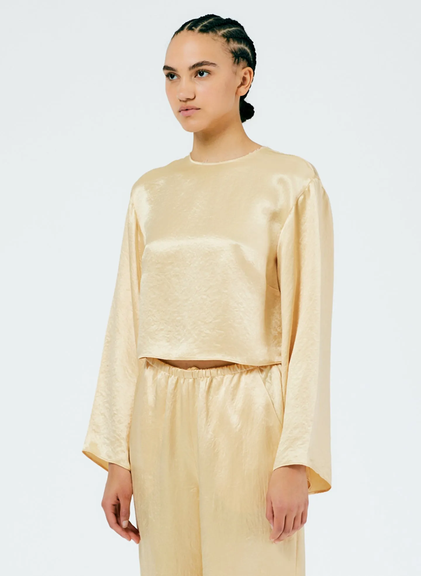 Sion Satin Long Sleeve Cropped Top sold by Tibi product image thumbnail 2