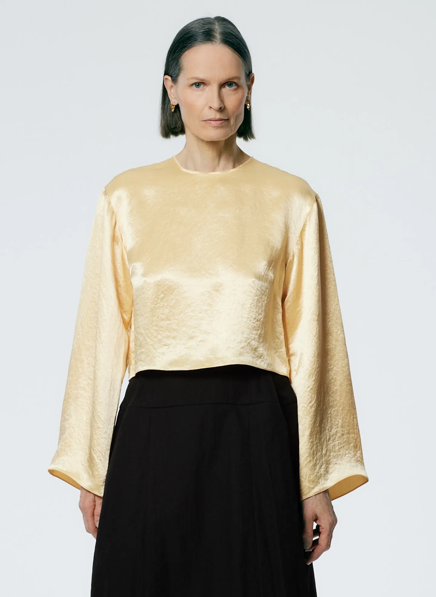 Sion Satin Long Sleeve Cropped Top sold by Tibi product image thumbnail 5