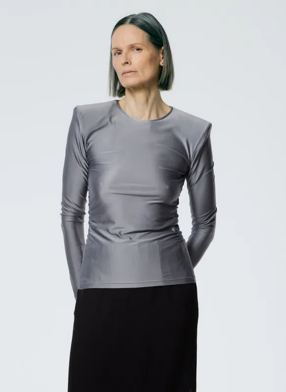 Micro Jersey Shoulderpad Fitted Crewneck Top made by Tibi