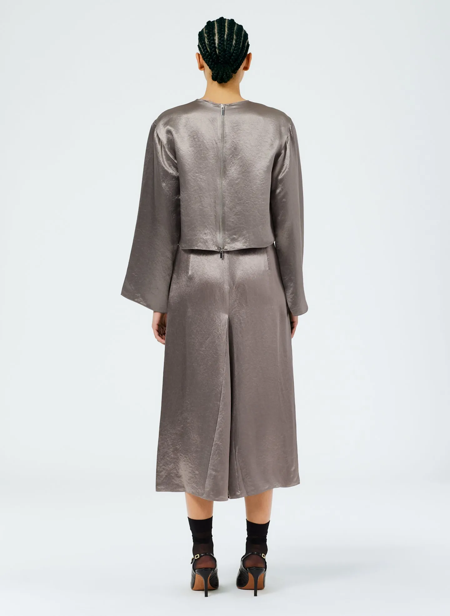 Sion Satin Godet Midi Skirt sold by Tibi product image thumbnail 3