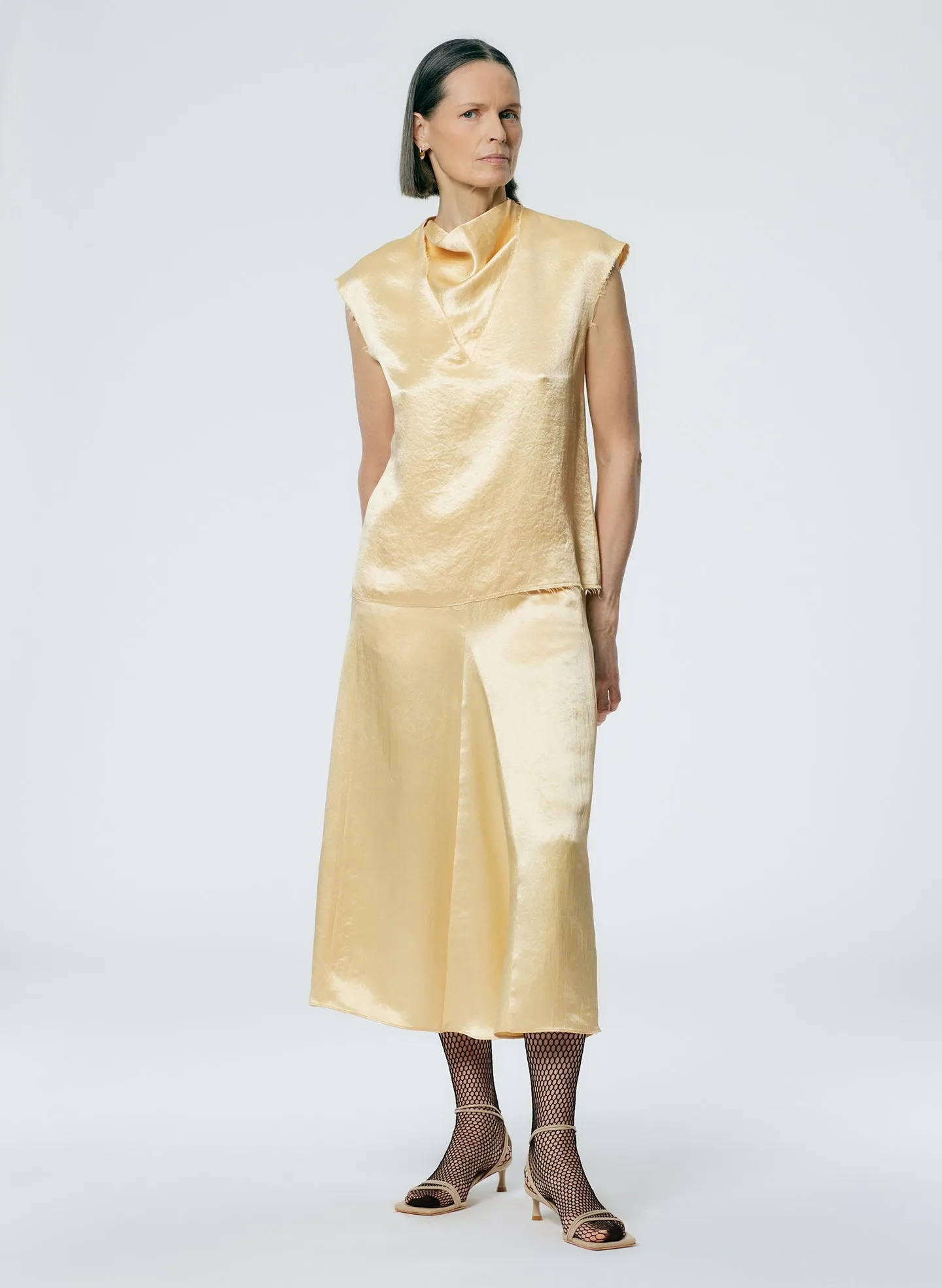 Sion Satin Godet Midi Skirt sold by Tibi product image thumbnail 4