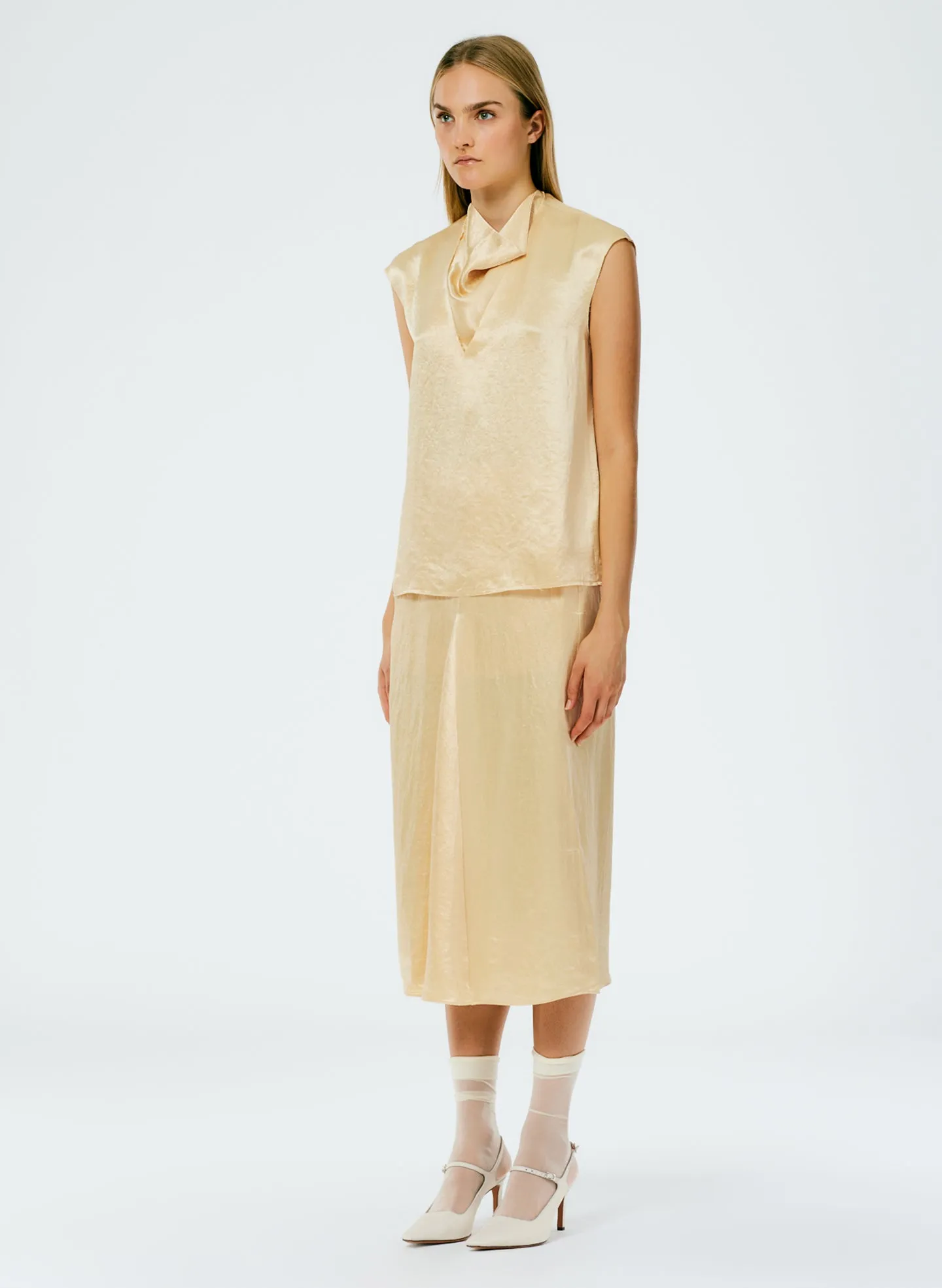 Sion Satin Godet Midi Skirt sold by Tibi product image thumbnail 2