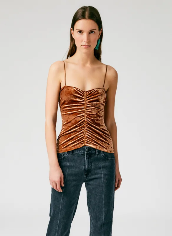 Stretch Velvet Ruched Cami sold by Tibi