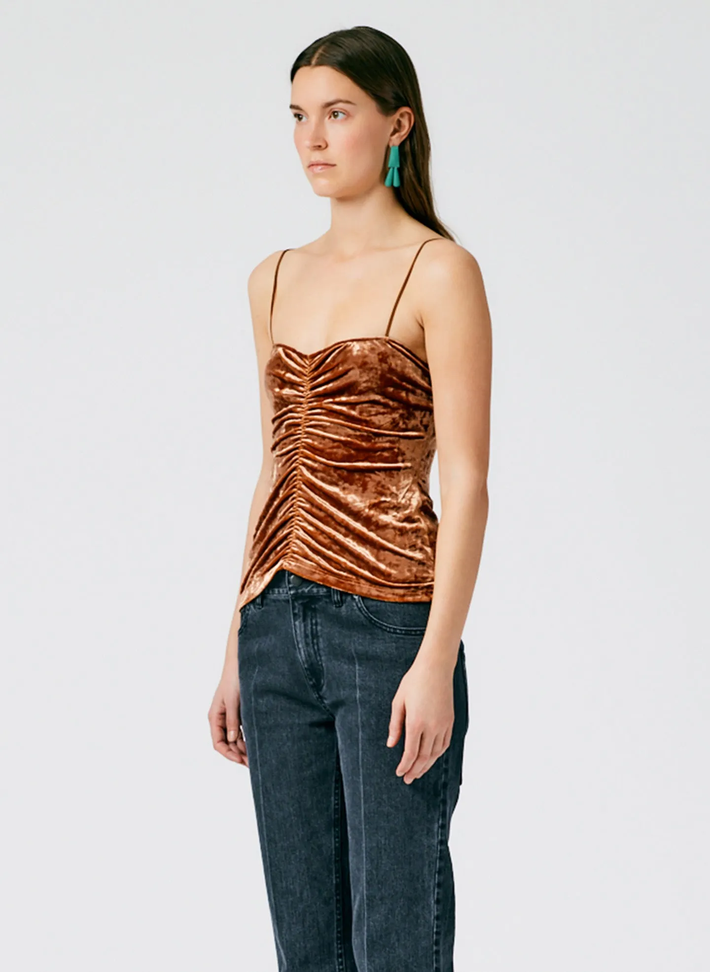 Stretch Velvet Ruched Cami sold by Tibi product image thumbnail 3