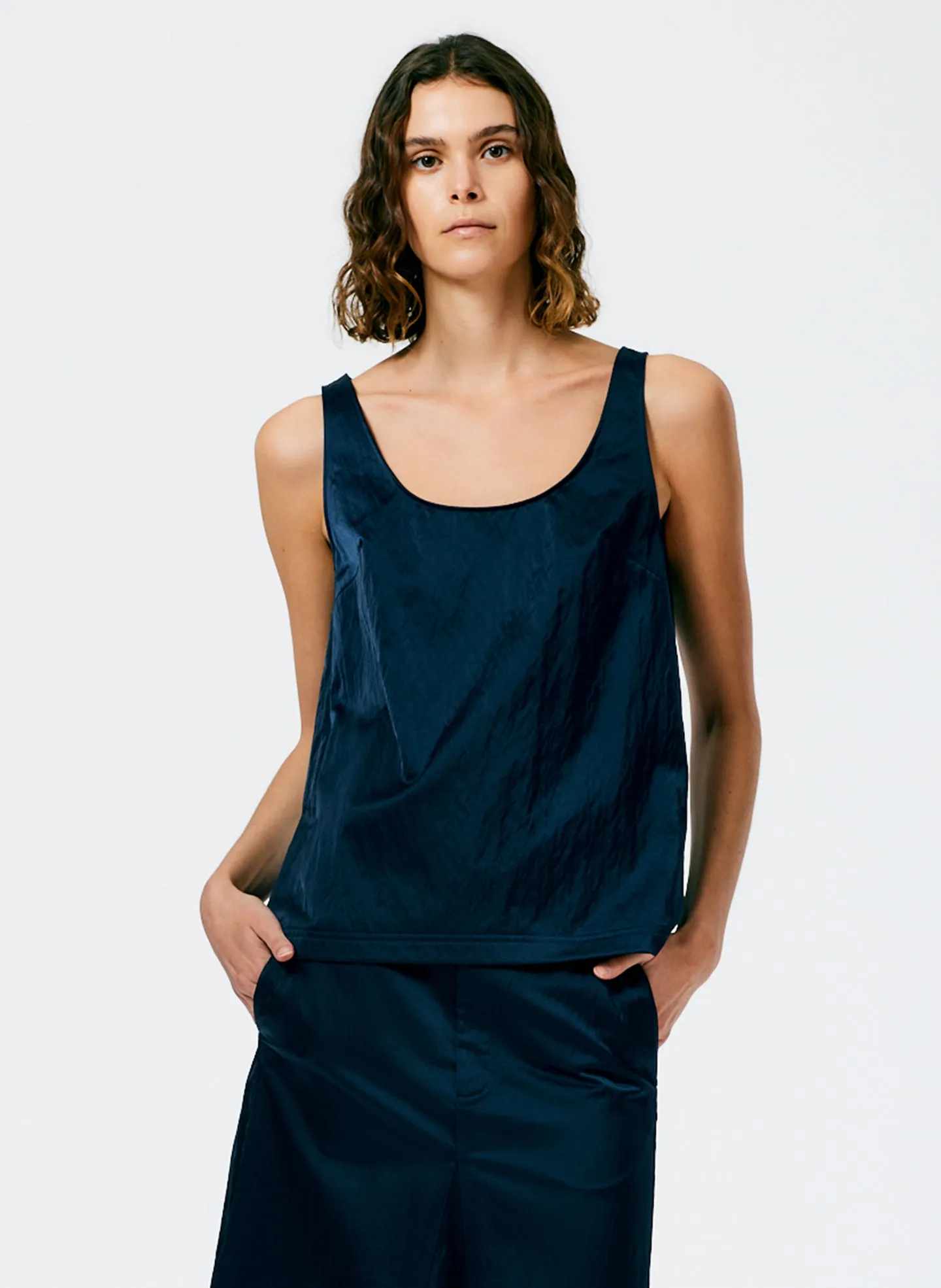 Luxe Eco Satin Nylon Scoopneck Tank sold by Tibi