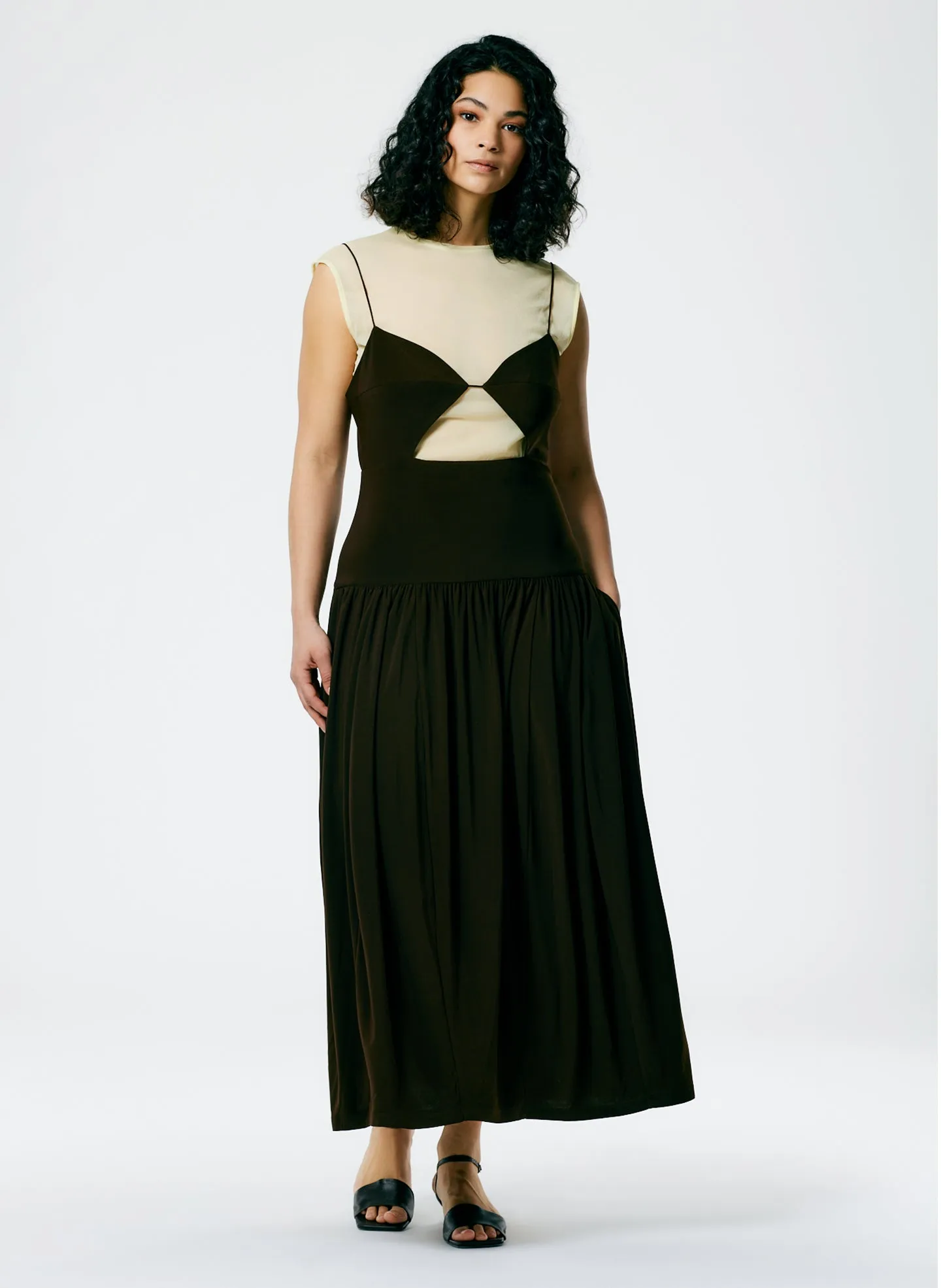 Drapey Jersey Cut Out Sculpted Shirred Dress sold by Tibi product image thumbnail 4