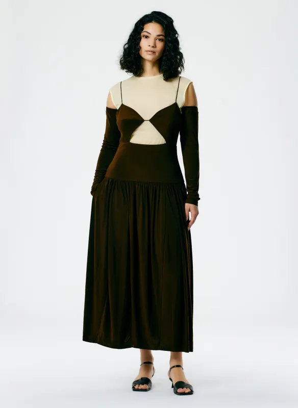 Drapey Jersey Cut Out Sculpted Shirred Dress sold by Tibi