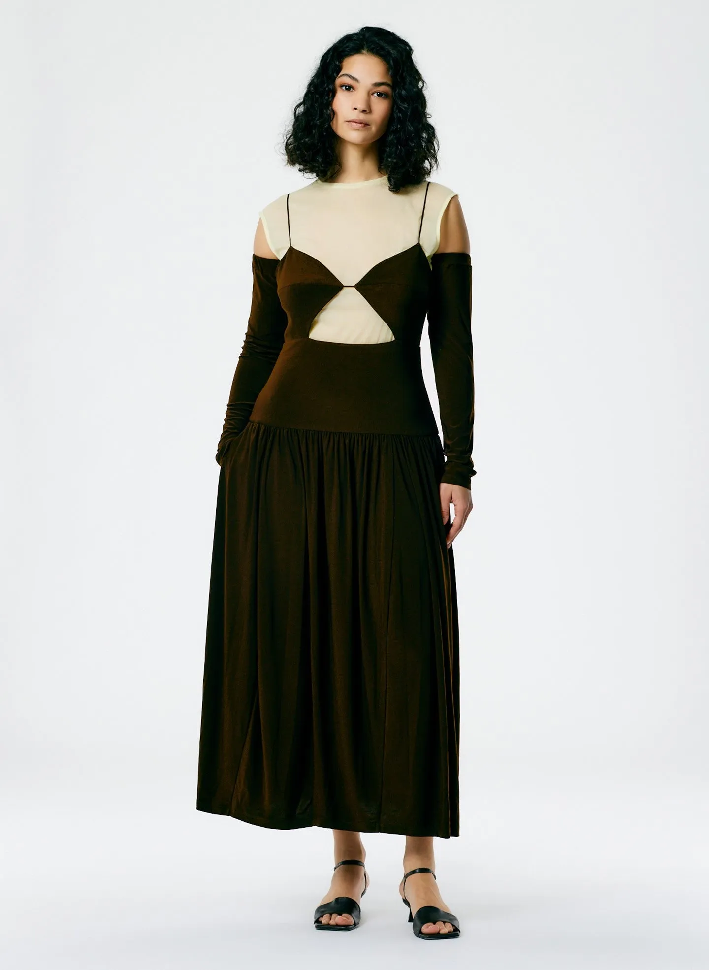 Drapey Jersey Cut Out Sculpted Shirred Dress sold by Tibi
