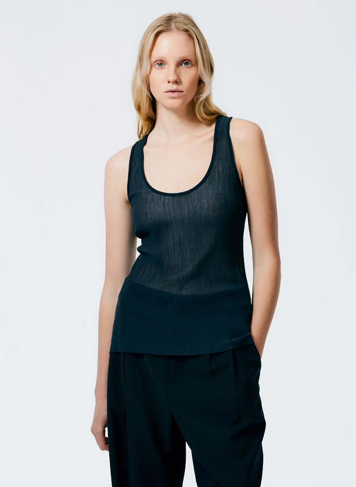 Crepe Gauze Racerback Tank sold by Tibi