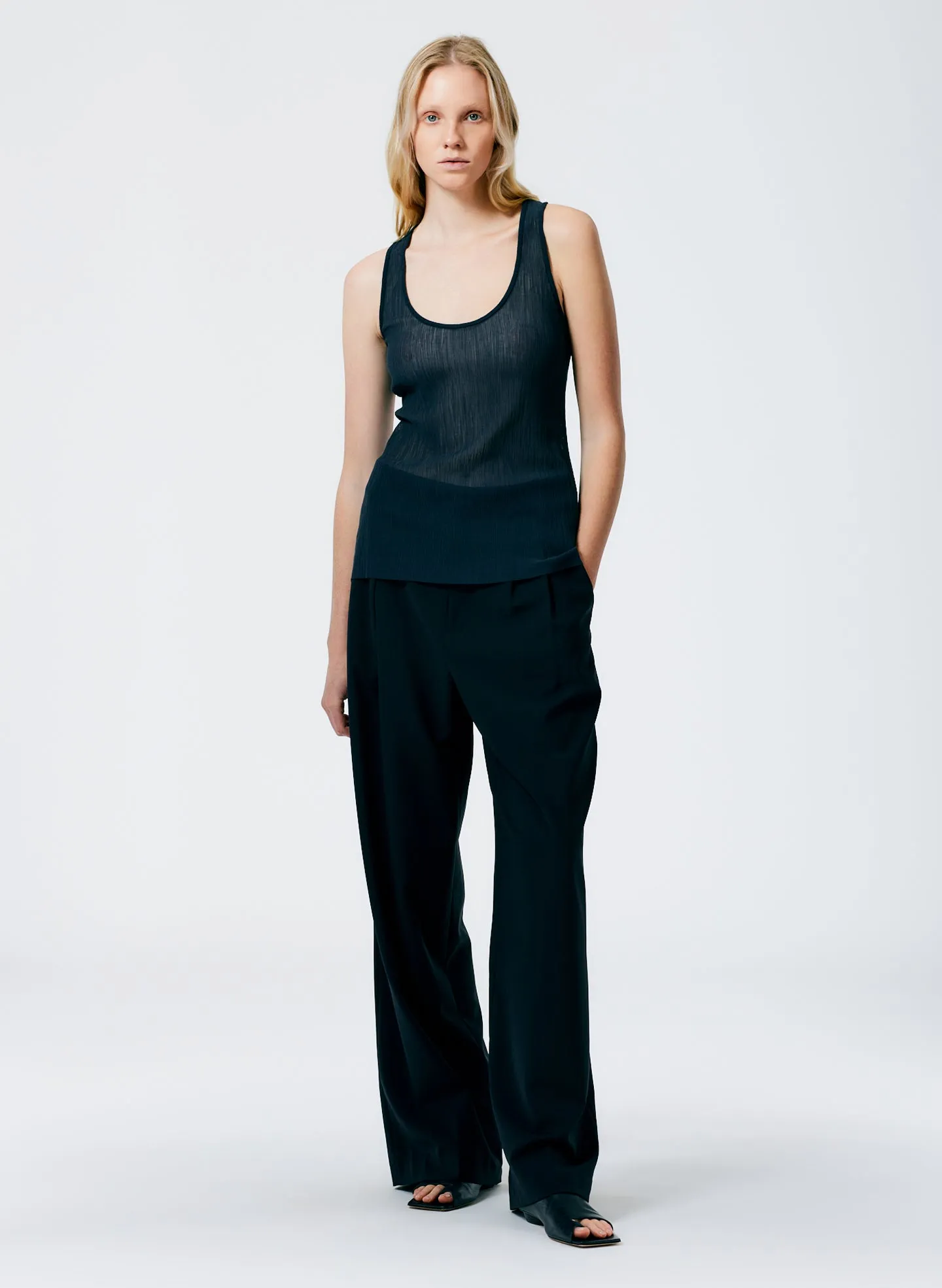 Crepe Gauze Racerback Tank sold by Tibi product image thumbnail 4
