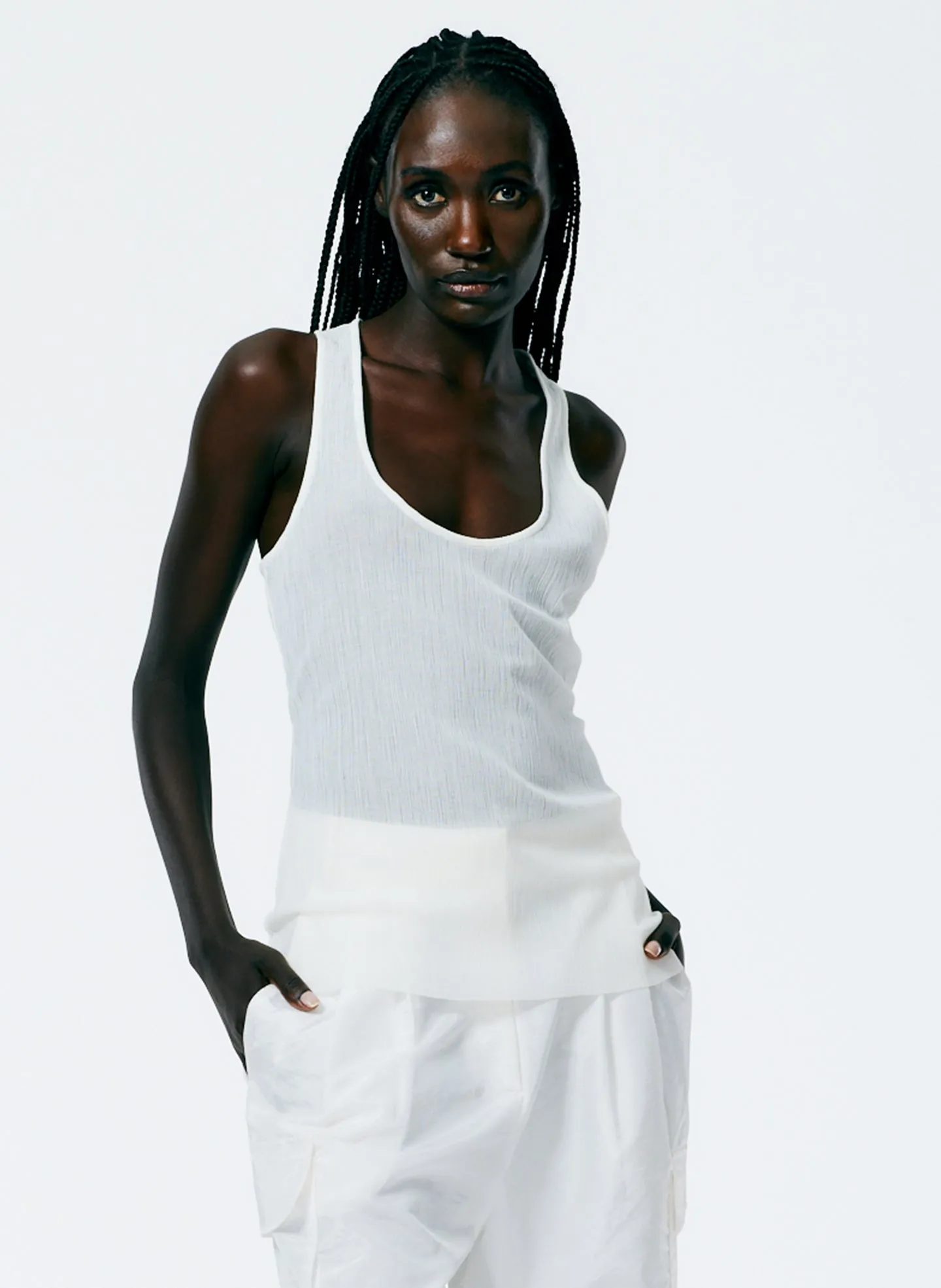 Crepe Gauze Racerback Tank sold by Tibi product image thumbnail 4