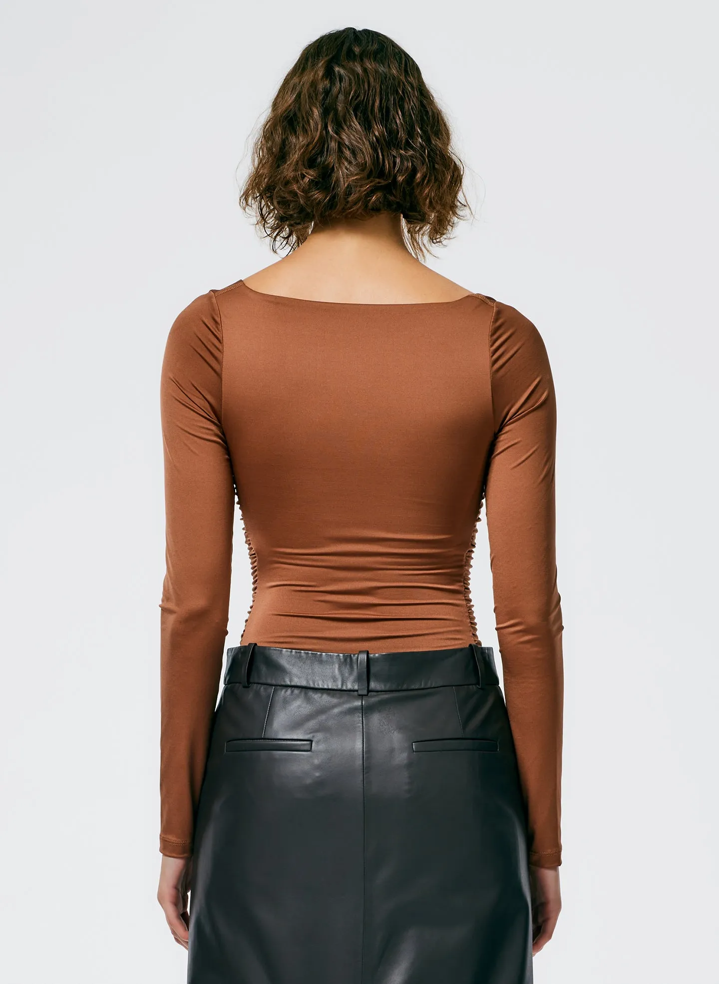 Stretch Shirred Long Sleeve Bodysuit sold by Tibi product image thumbnail 4