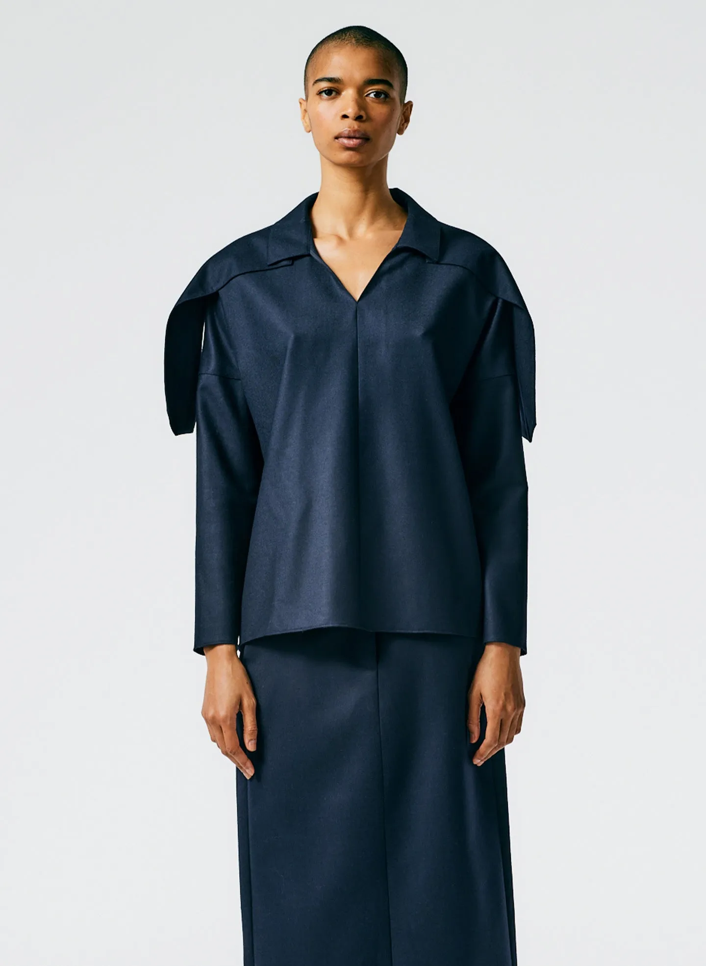 Superfine Wool Flannel V-Neck Top sold by Tibi product image thumbnail 3