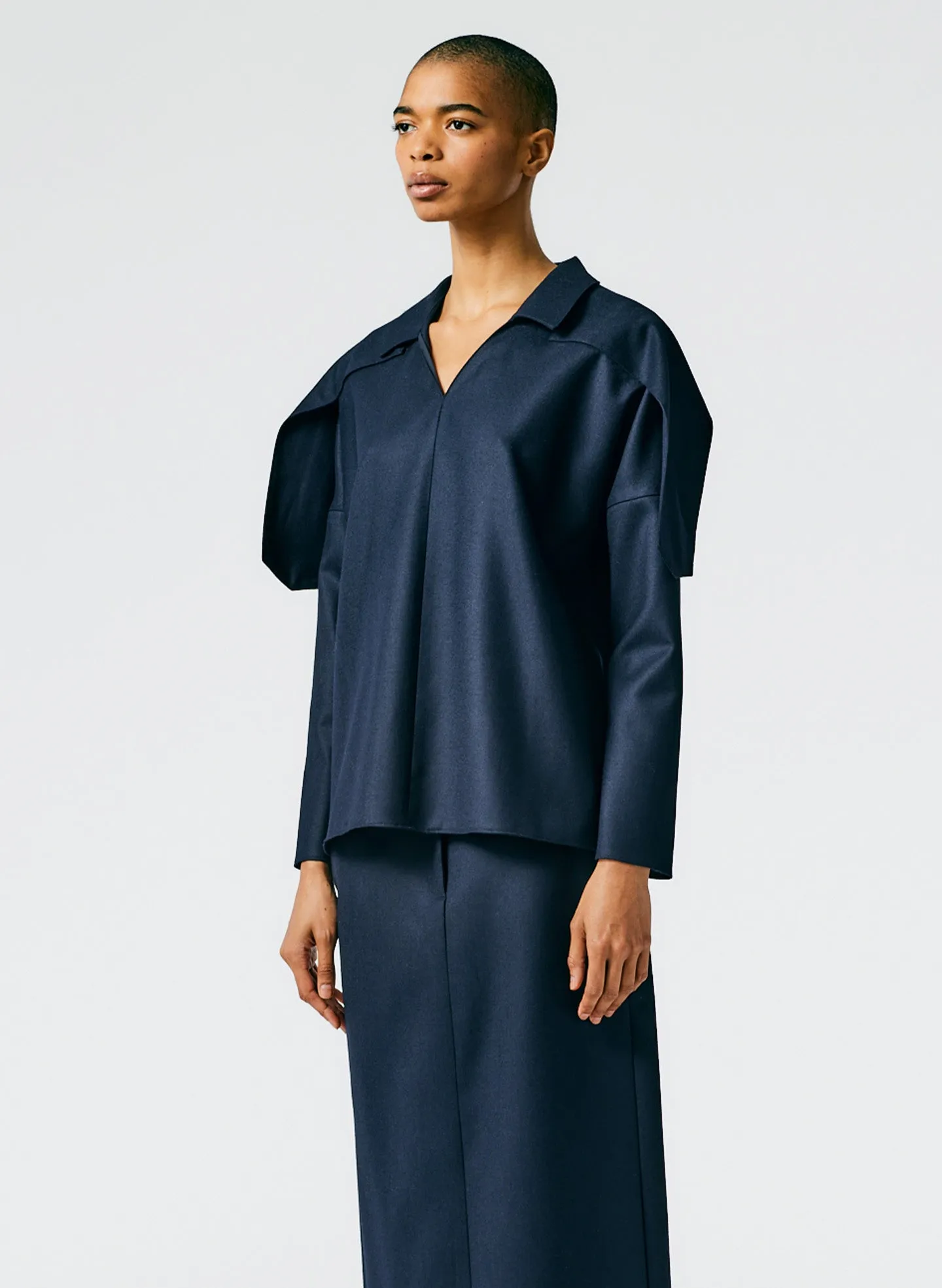 Superfine Wool Flannel V-Neck Top sold by Tibi product image thumbnail 4