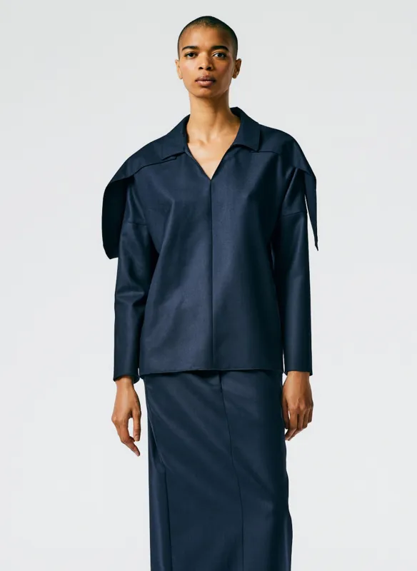 Superfine Wool Flannel V-Neck Top made by Tibi