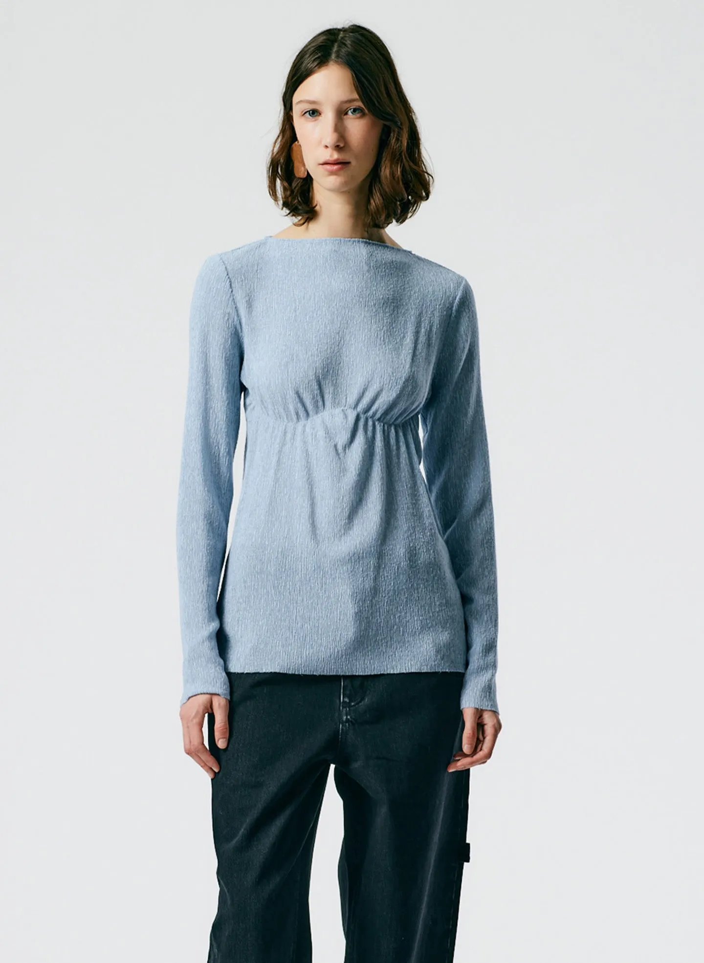 Sage Crinkle Lyocell Boatneck T-Shirt sold by Tibi
