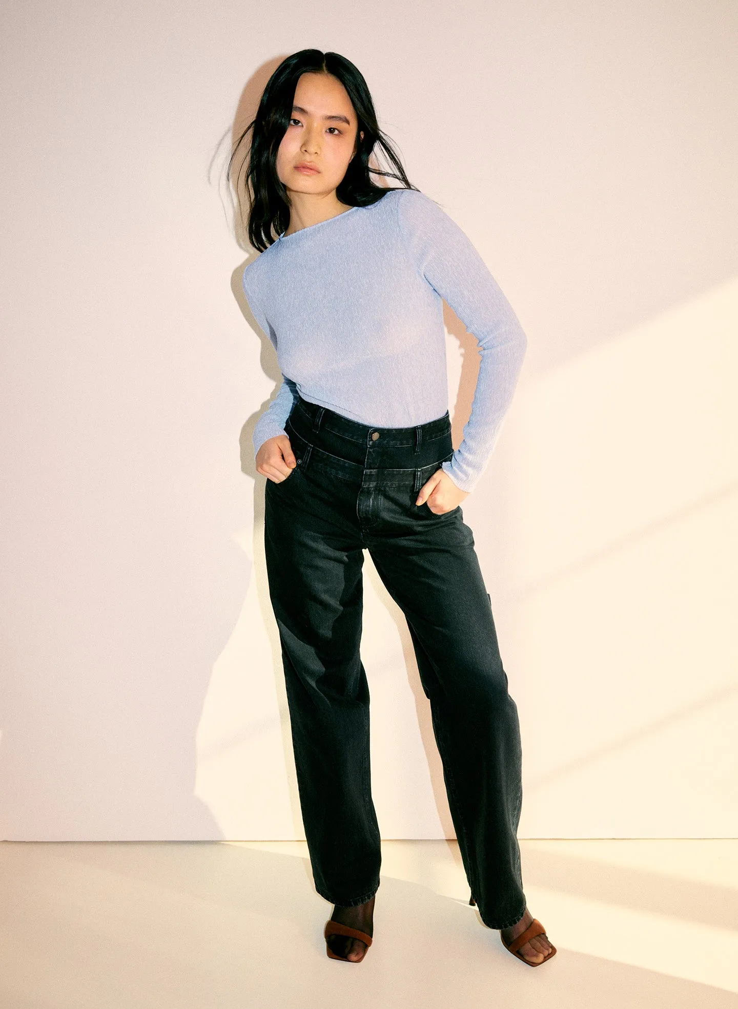 Sage Crinkle Lyocell Boatneck T-Shirt sold by Tibi product image thumbnail 3