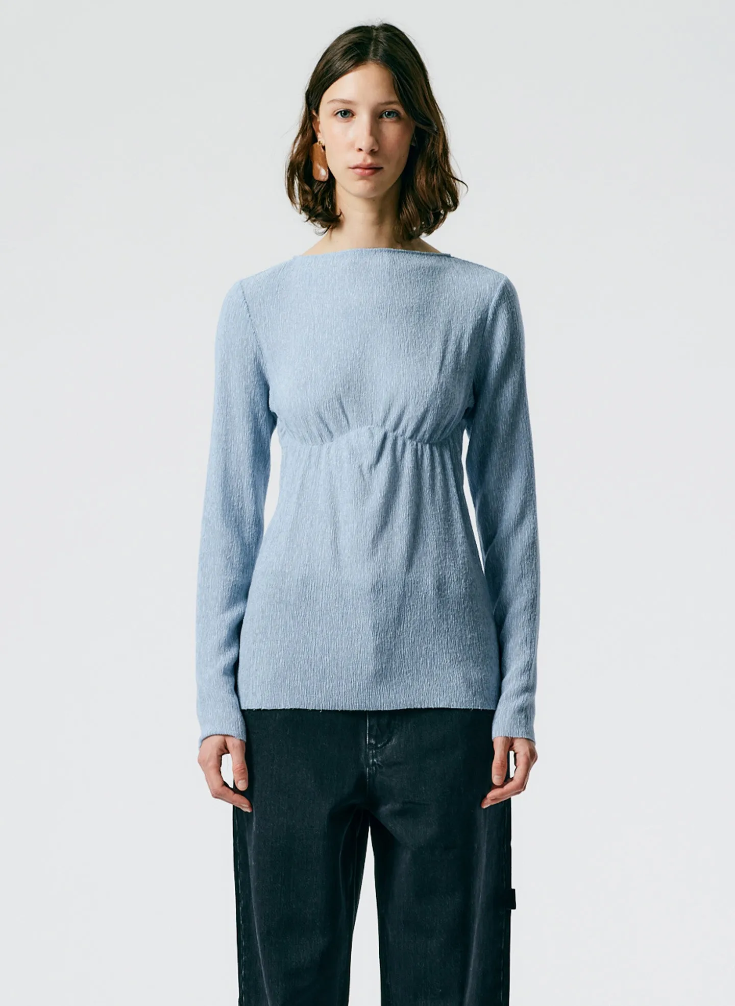 Sage Crinkle Lyocell Boatneck T-Shirt sold by Tibi product image thumbnail 4