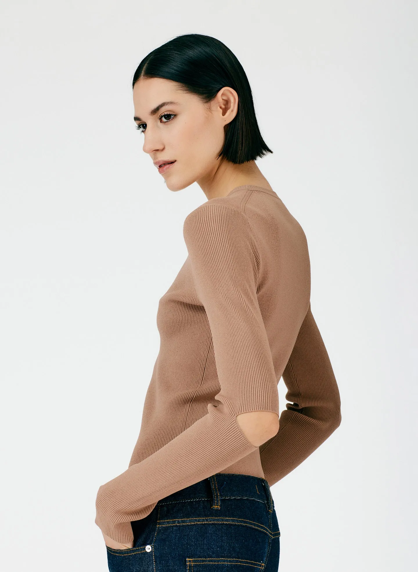 Giselle Slash Cutout Crewneck Pullover sold by Tibi product image thumbnail 5