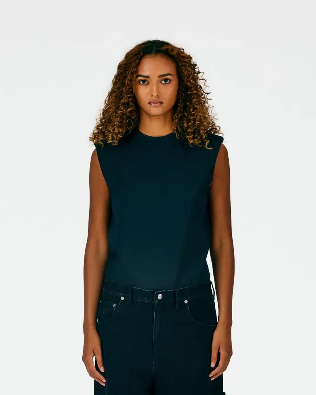 Chalky Drape Padded Shoulder Sleeveless Top sold by Tibi