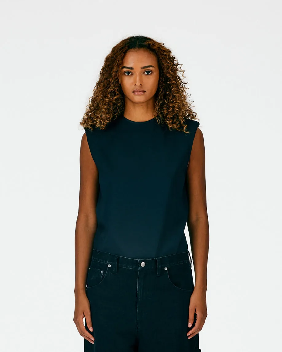 Chalky Drape Padded Shoulder Sleeveless Top sold by Tibi