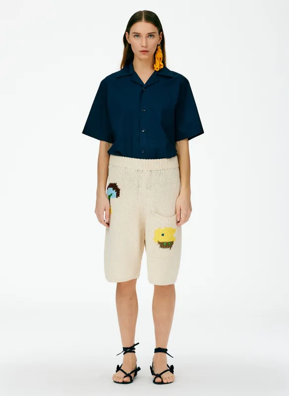 Handknit Intarsia Pull On Short made by Tibi