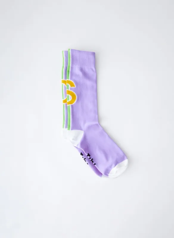 Purple Alphabet Socks made by Tibi