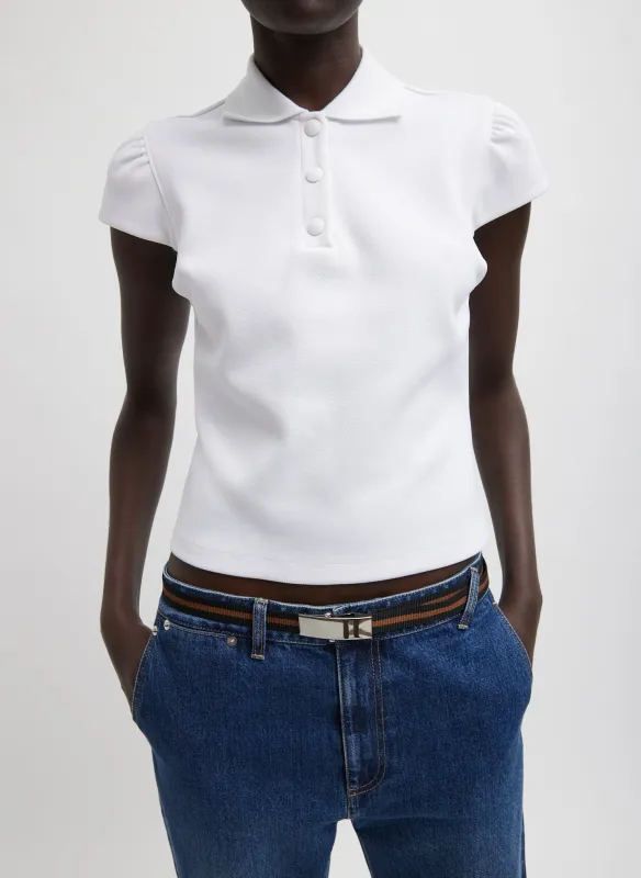 Luxe Pique Shrunken Polo Shirt sold by Tibi
