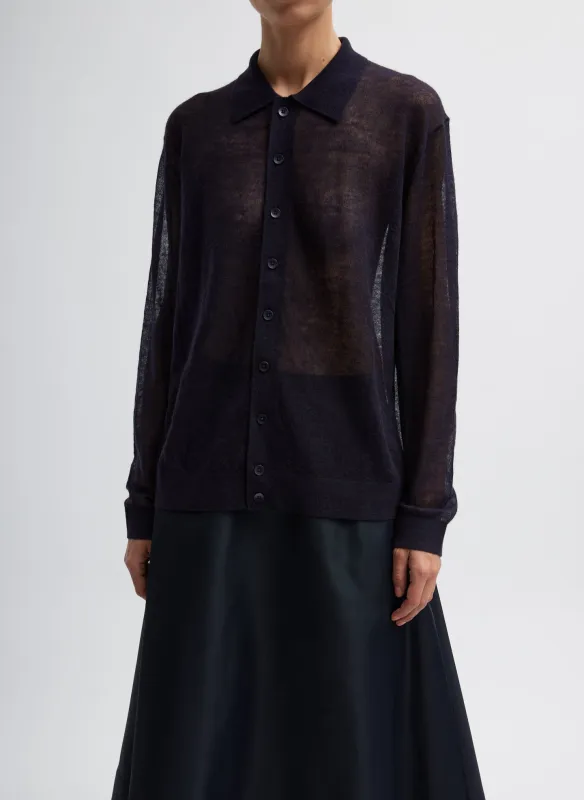 Sheer Sweater Polo Button Cardigan made by Tibi
