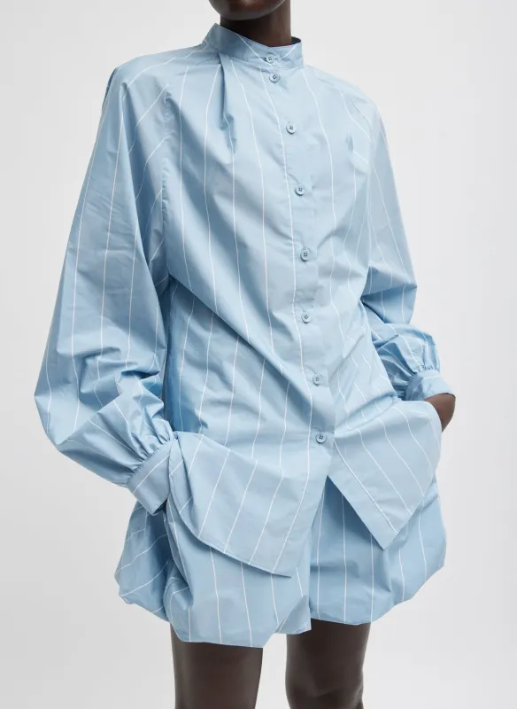 Striped Tech Poplin Raglan Tucked Shirt sold by Tibi