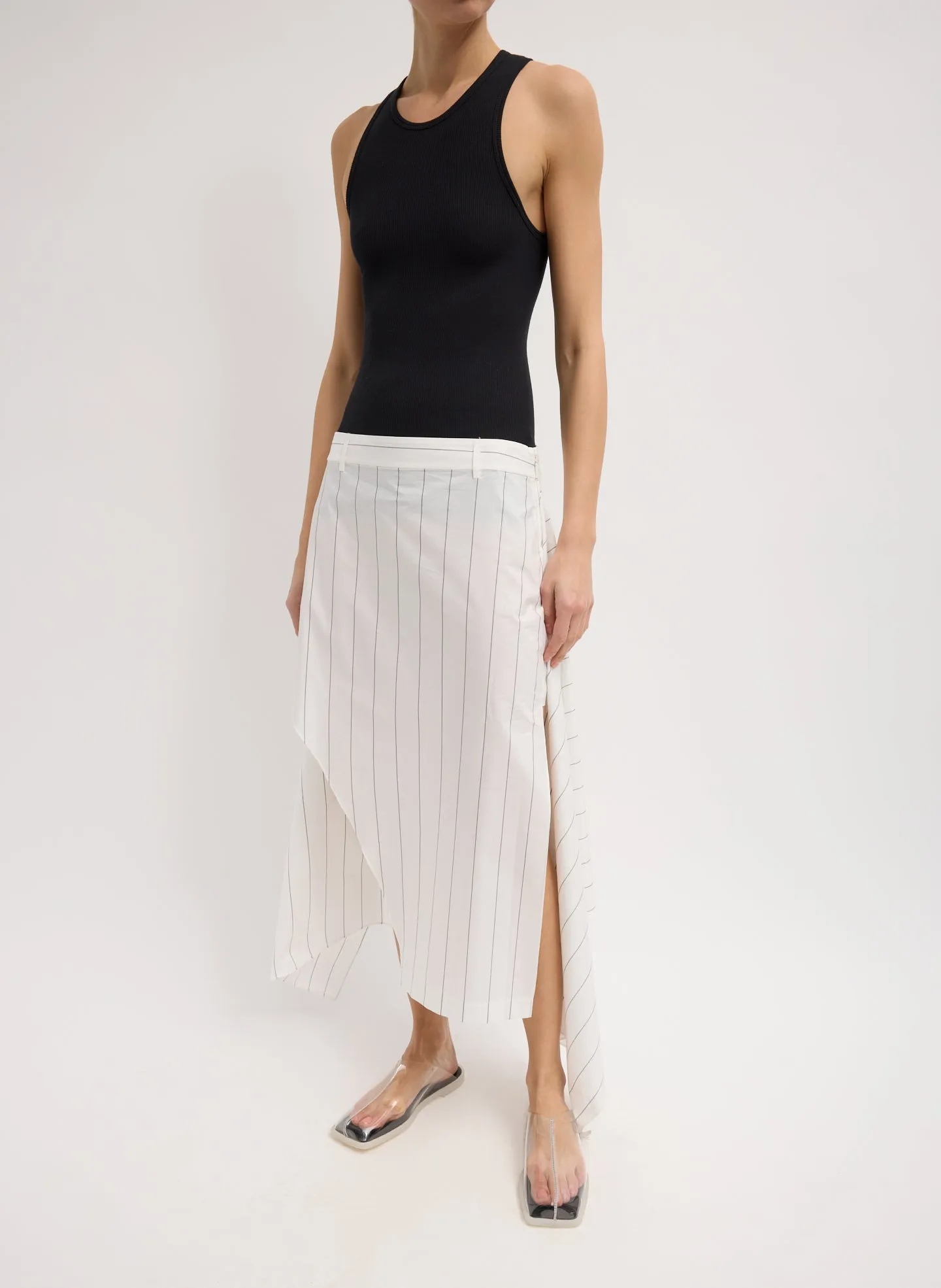 Striped Tech Poplin Tie Front Skirt sold by Tibi product image thumbnail 5