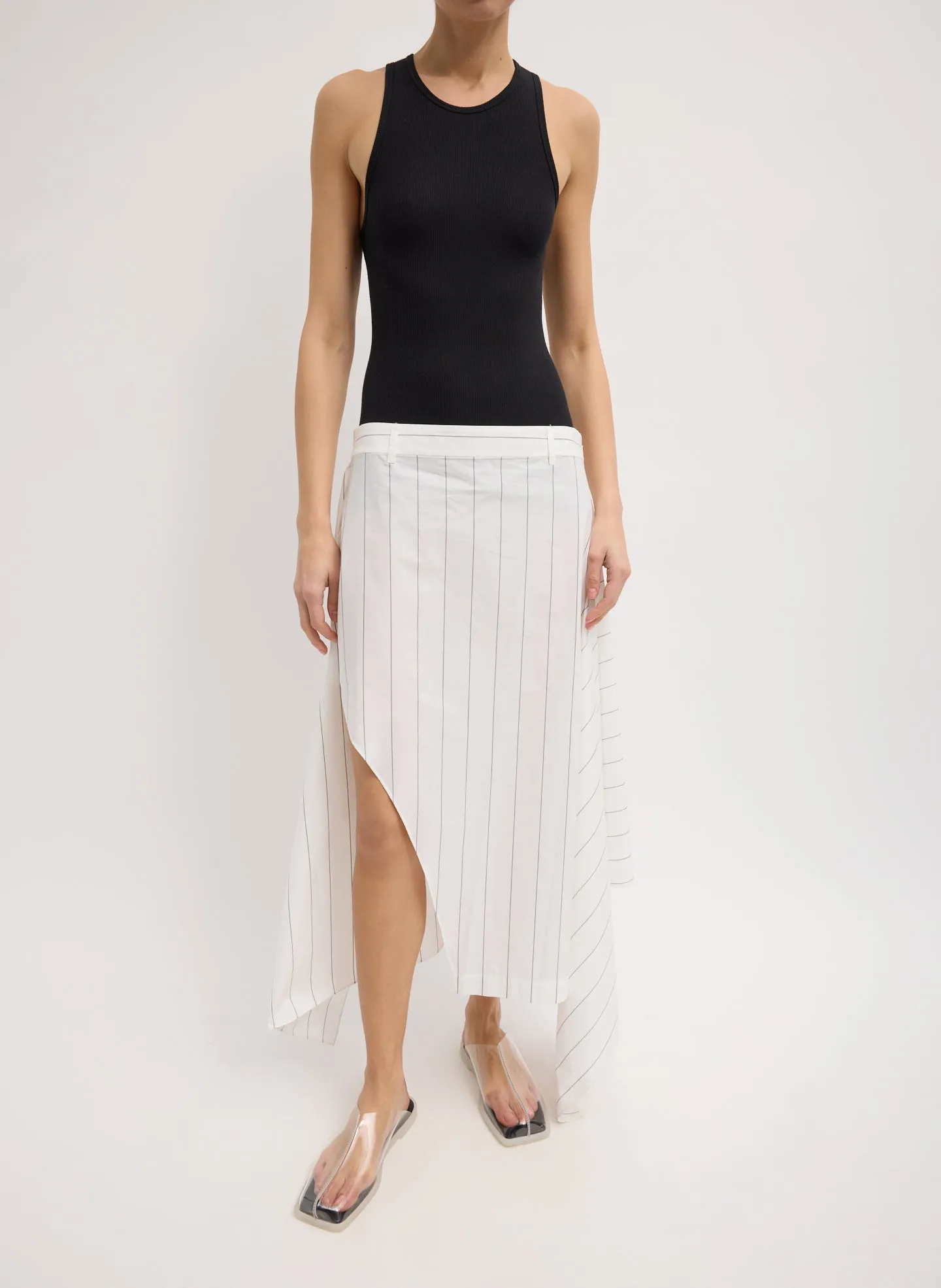 Striped Tech Poplin Tie Front Skirt sold by Tibi product image thumbnail 2