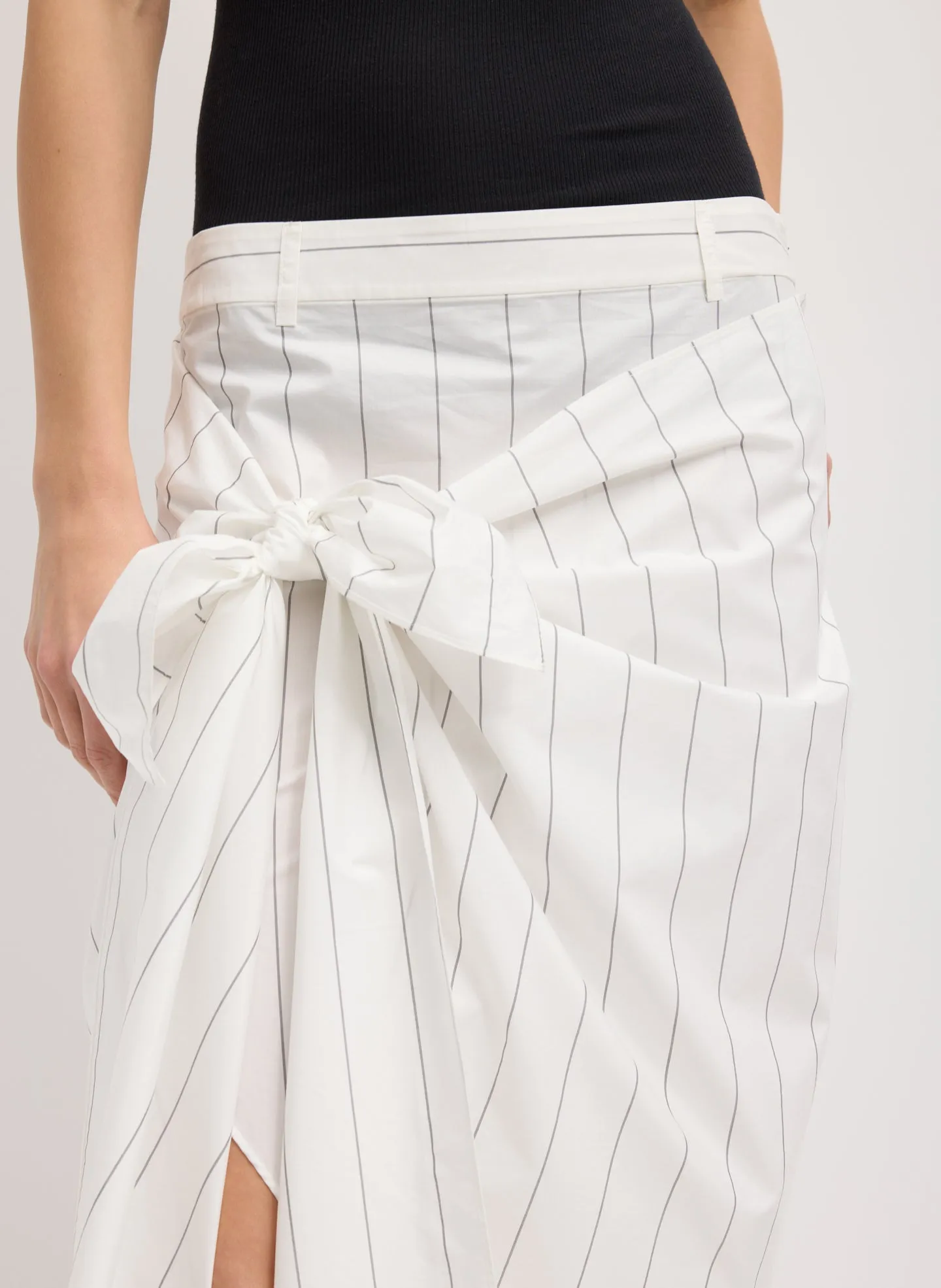 Striped Tech Poplin Tie Front Skirt sold by Tibi product image thumbnail 3