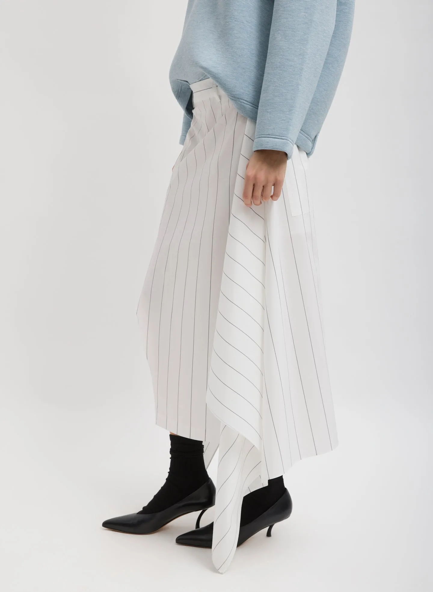 Striped Tech Poplin Tie Front Skirt sold by Tibi product image thumbnail 4