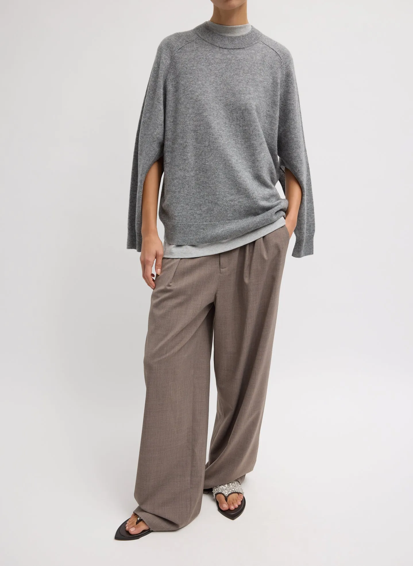 Washable Cashmere Crewneck Cut Out Sleeve Sweater sold by Tibi product image thumbnail 5