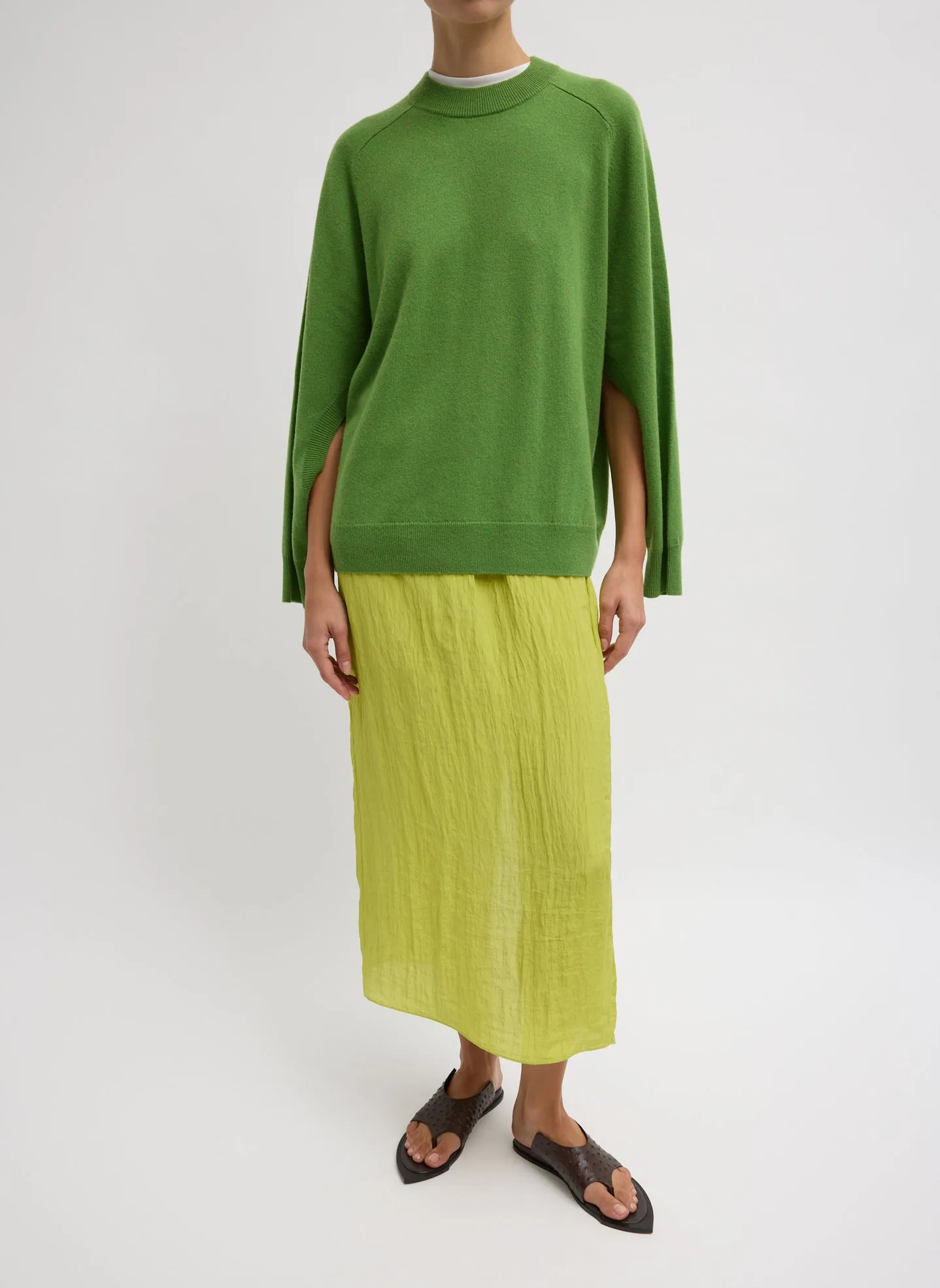 Washable Cashmere Crewneck Cut Out Sleeve Sweater sold by Tibi product image thumbnail 4