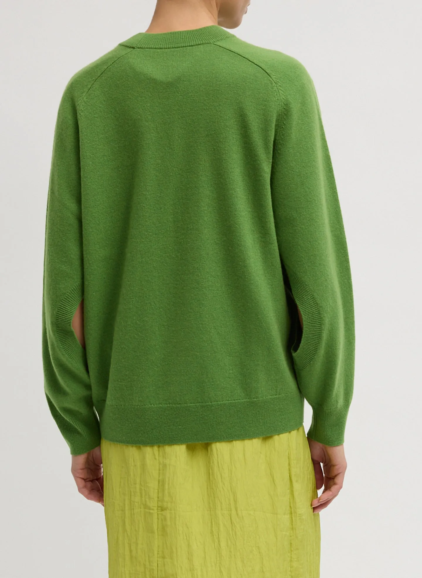 Washable Cashmere Crewneck Cut Out Sleeve Sweater sold by Tibi product image thumbnail 3