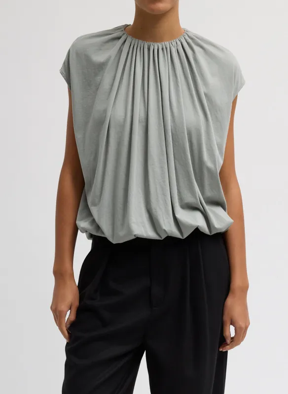 Shirred Neck Circular T-Shirt sold by Tibi