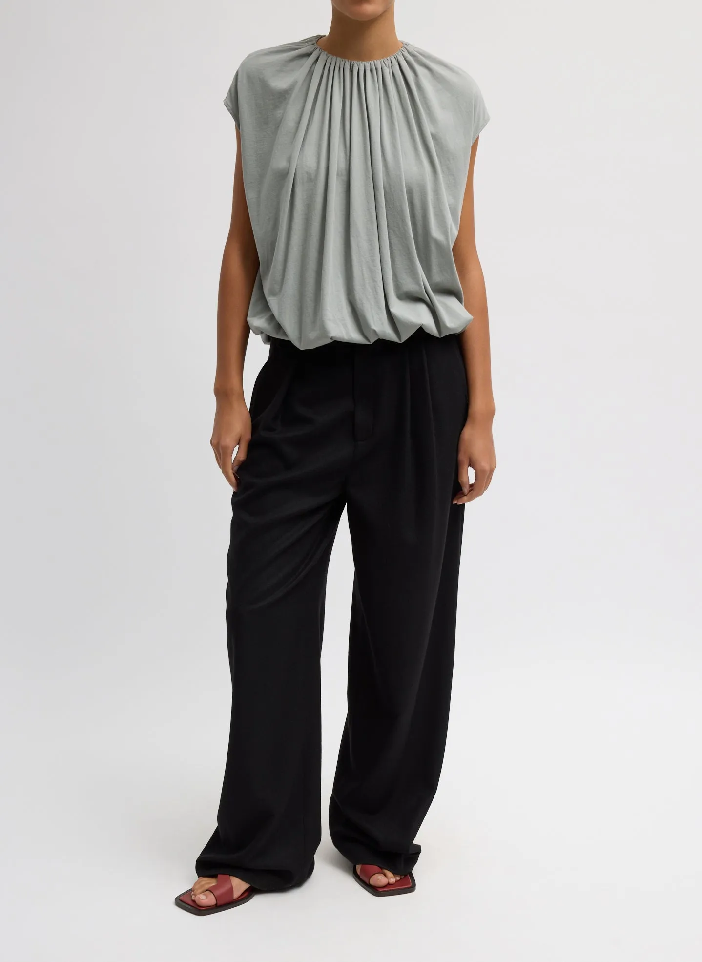 Shirred Neck Circular T-Shirt sold by Tibi product image thumbnail 4