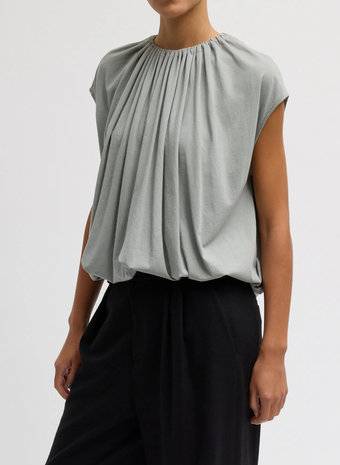 Shirred Neck Circular T-Shirt sold by Tibi product image thumbnail 2